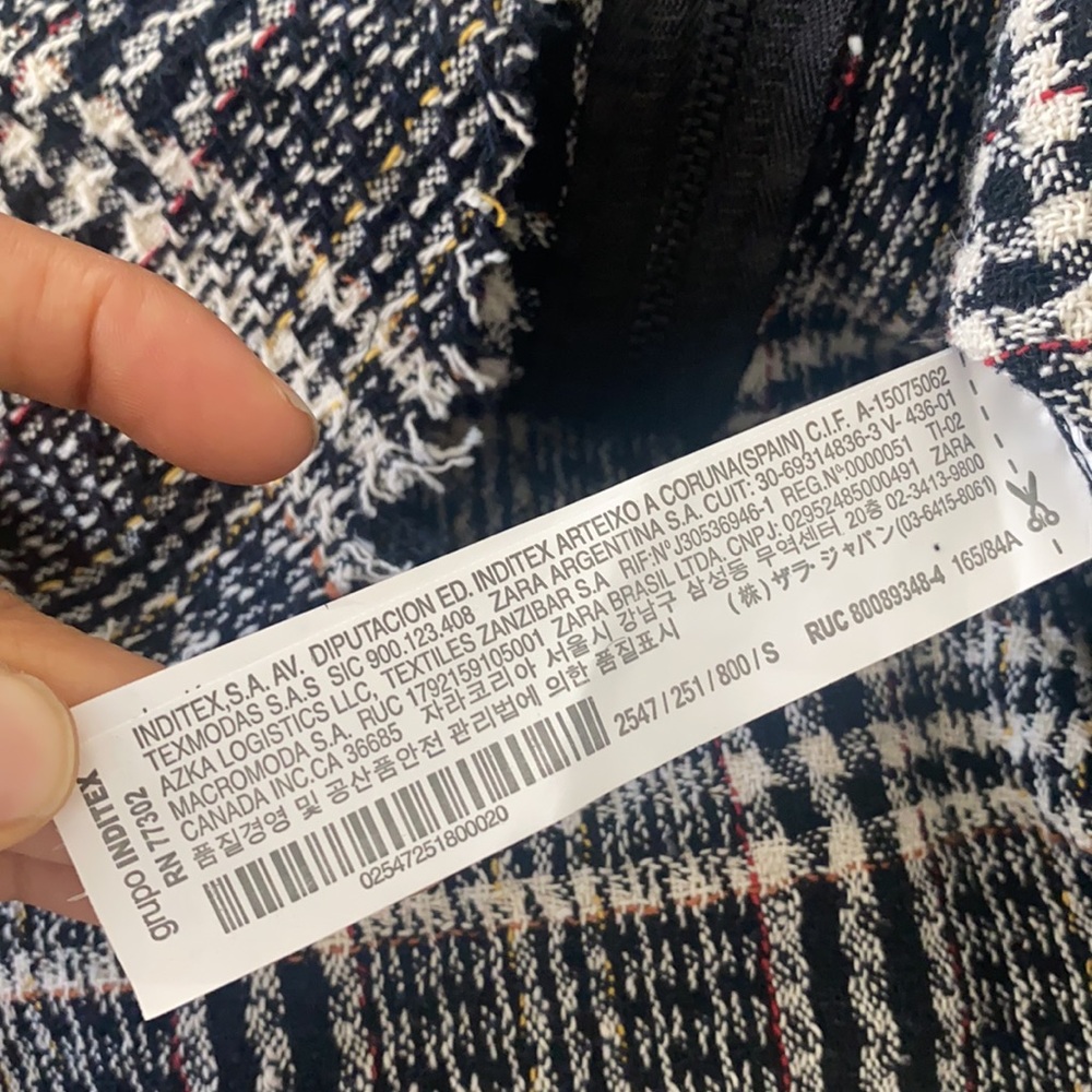 Zara Trafaluc Collection Mini Skirt Tweed Frayed assymetric Ruffle hem Small - Picture 7 of 9